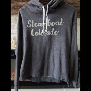Medium Steamboat Colorado hoodie in heather grey